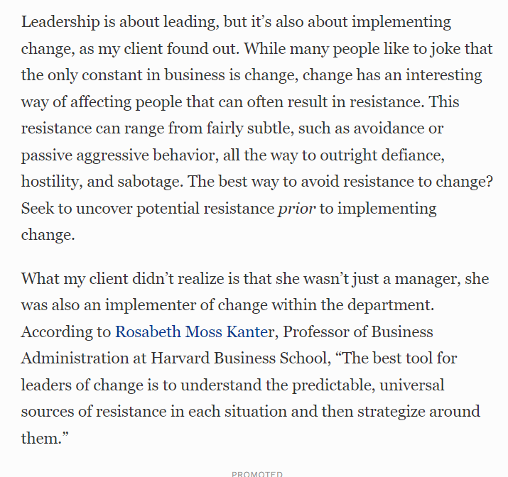 reading the article,(a) Explain in detail three reasons for resistance to change,