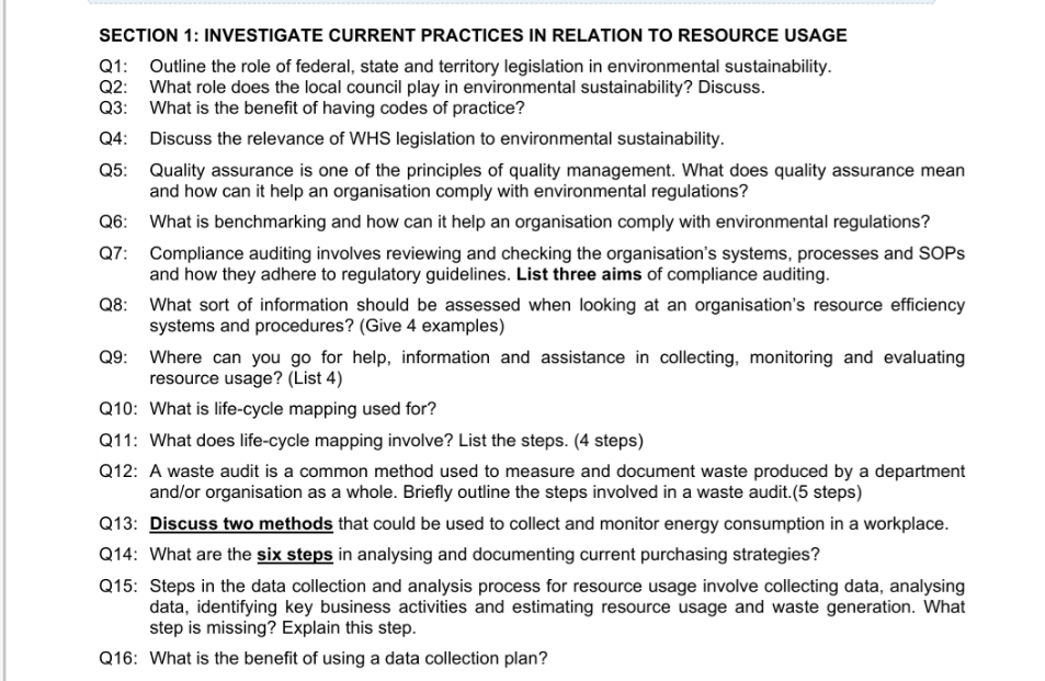 I want the separate answer for all these questions.. SECTION 1: INVESTIGATE