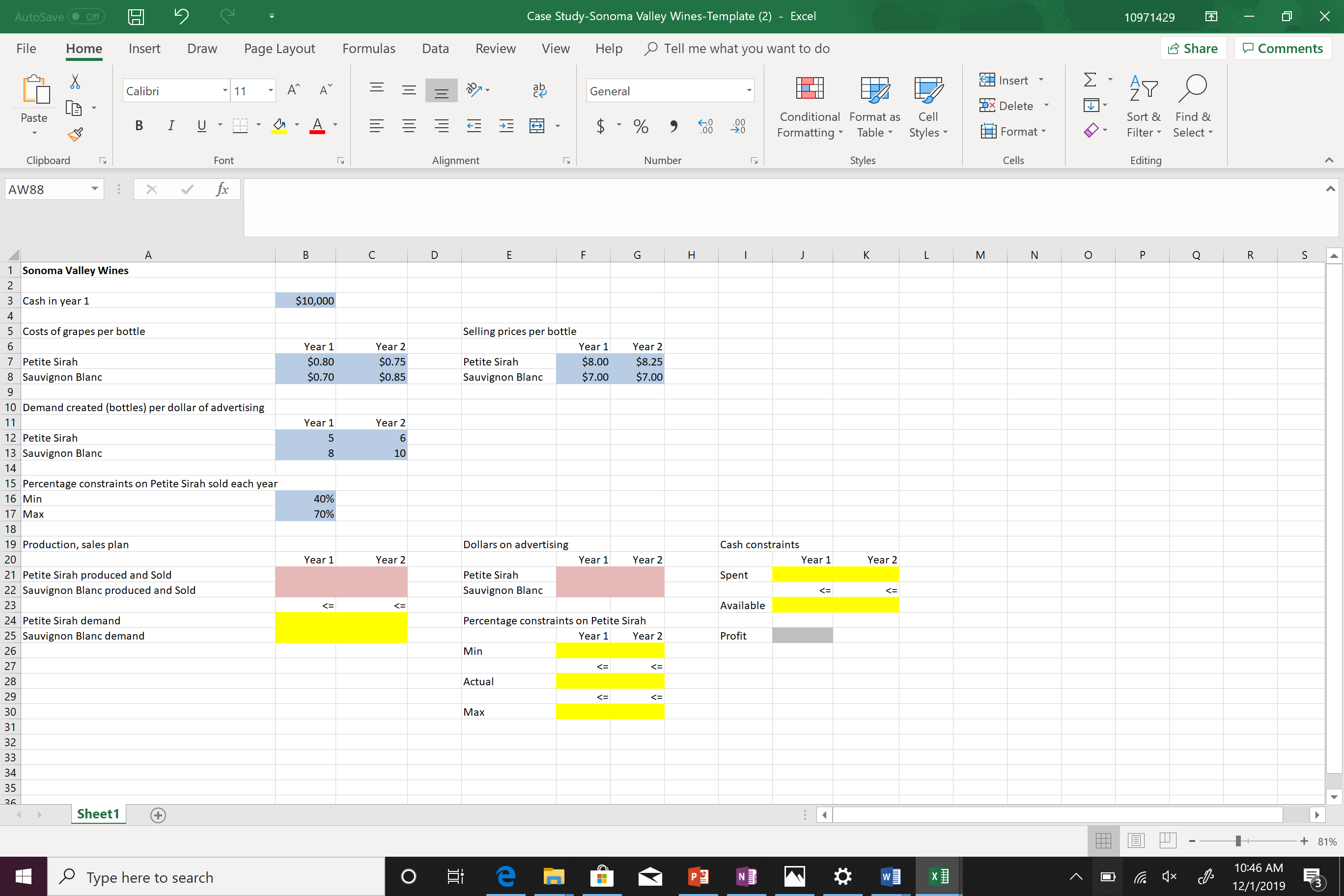 solve using a linear programming model with the excel template provided. After
