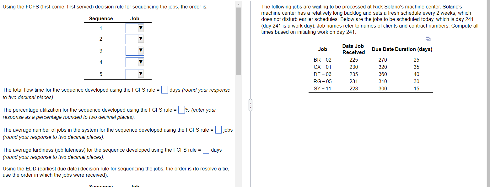 percentage utilization for the sequence developed using the EDD rule 2 |:|%