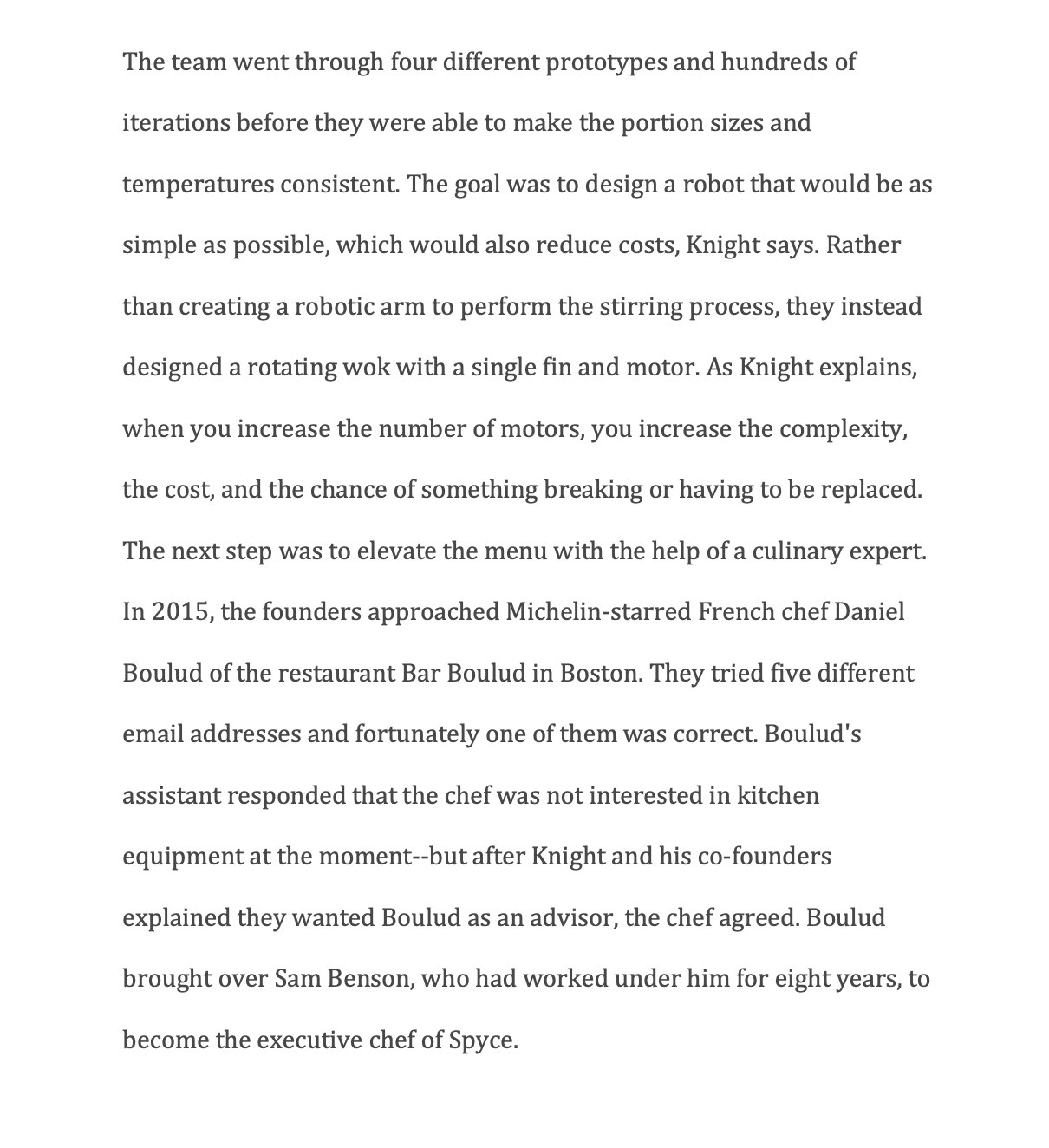 the operations of an actual restaurant to the course concepts. 3. Provide