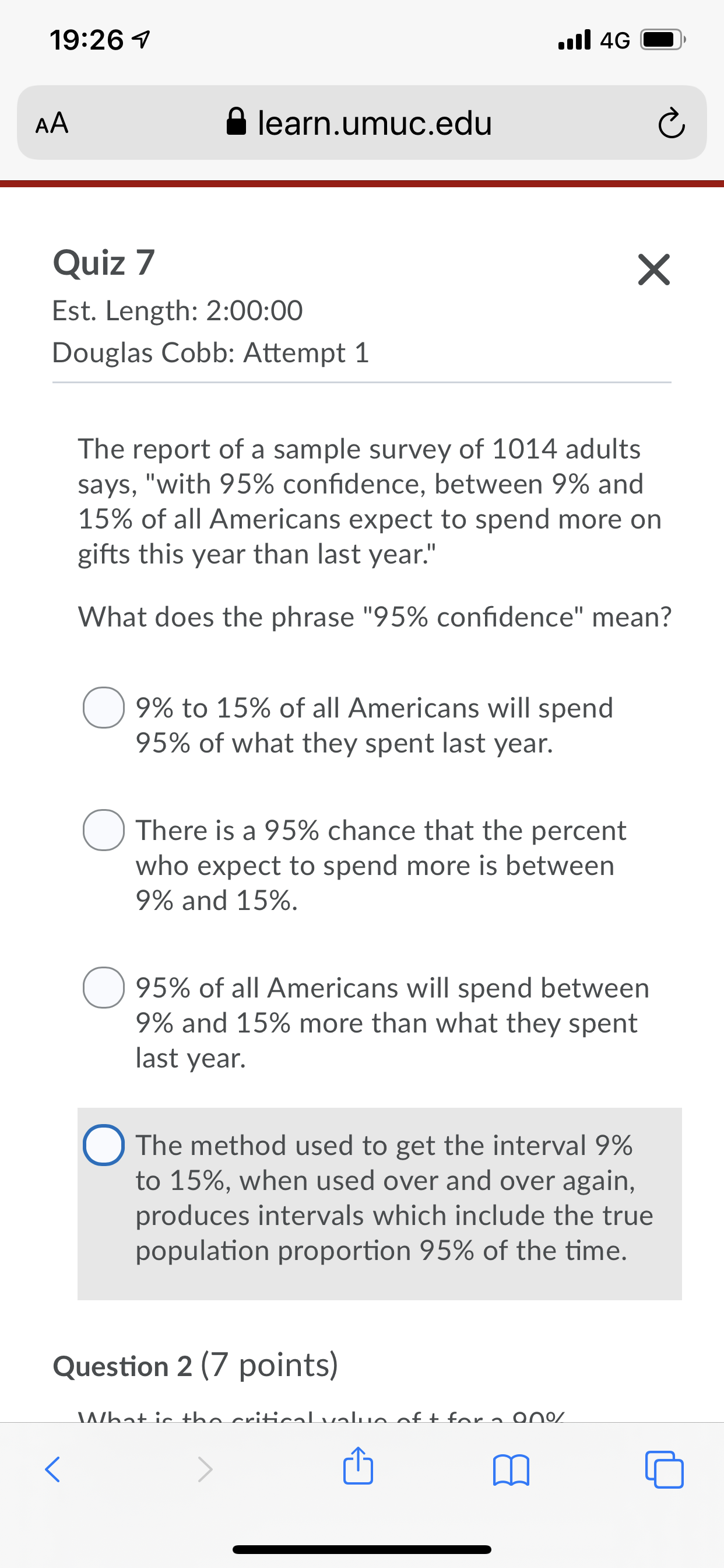 please help answer this 19:26 '7 ..II 4G E} AA 3 |earn.umuc.edu