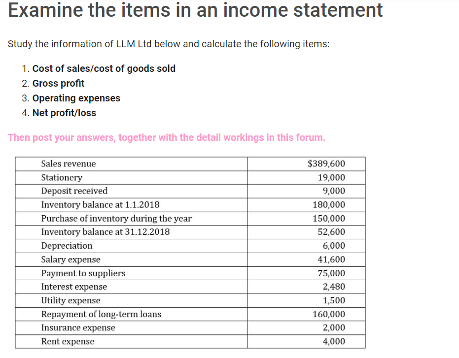 can you solve this question? Examine the items in an income