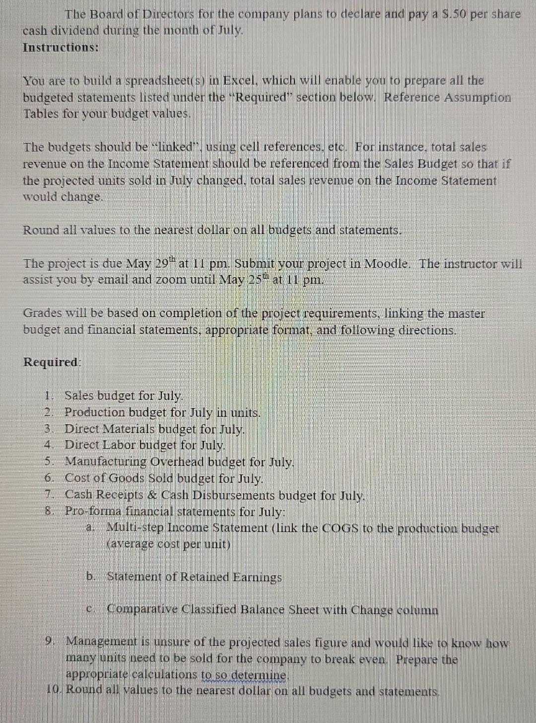 of this problem. If you could put in an Excel work sheet