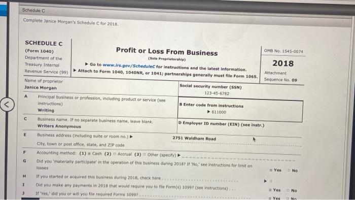 First National Bank 6,000 Property taxes on home 2,500 Charitable contribution to