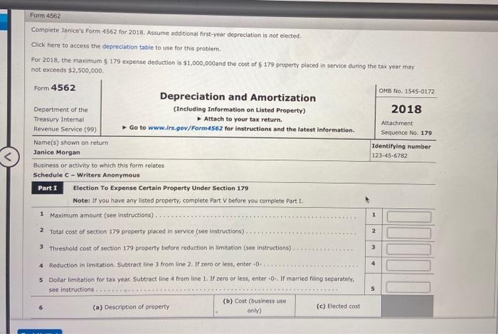 refond due) Required: Compute Janke Morgans 2018 Federal income tax payable (or