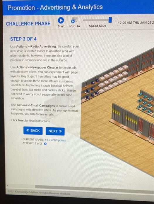 must get to 60 points by completing the simulation. Promotion - Advertising