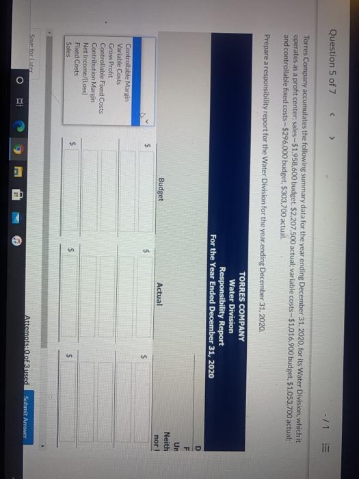 data for the year ending December 31, 2020, for its Water Division,