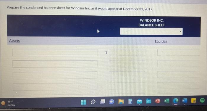 condensed balance sheet at the end of operations for 2016. Vie 15
