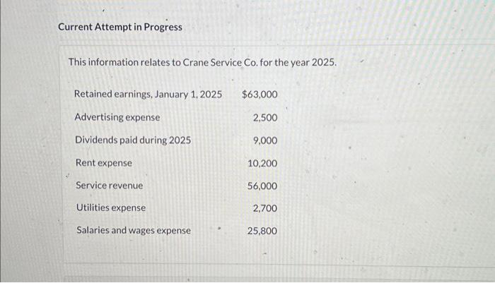  Current Attempt in Progress This information relates to Crane Service Co.