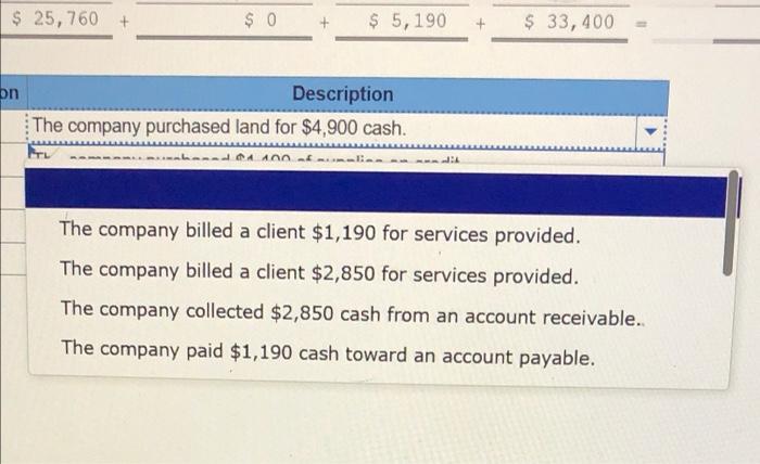 following table shows the effects of transactions through 5 on the assets,