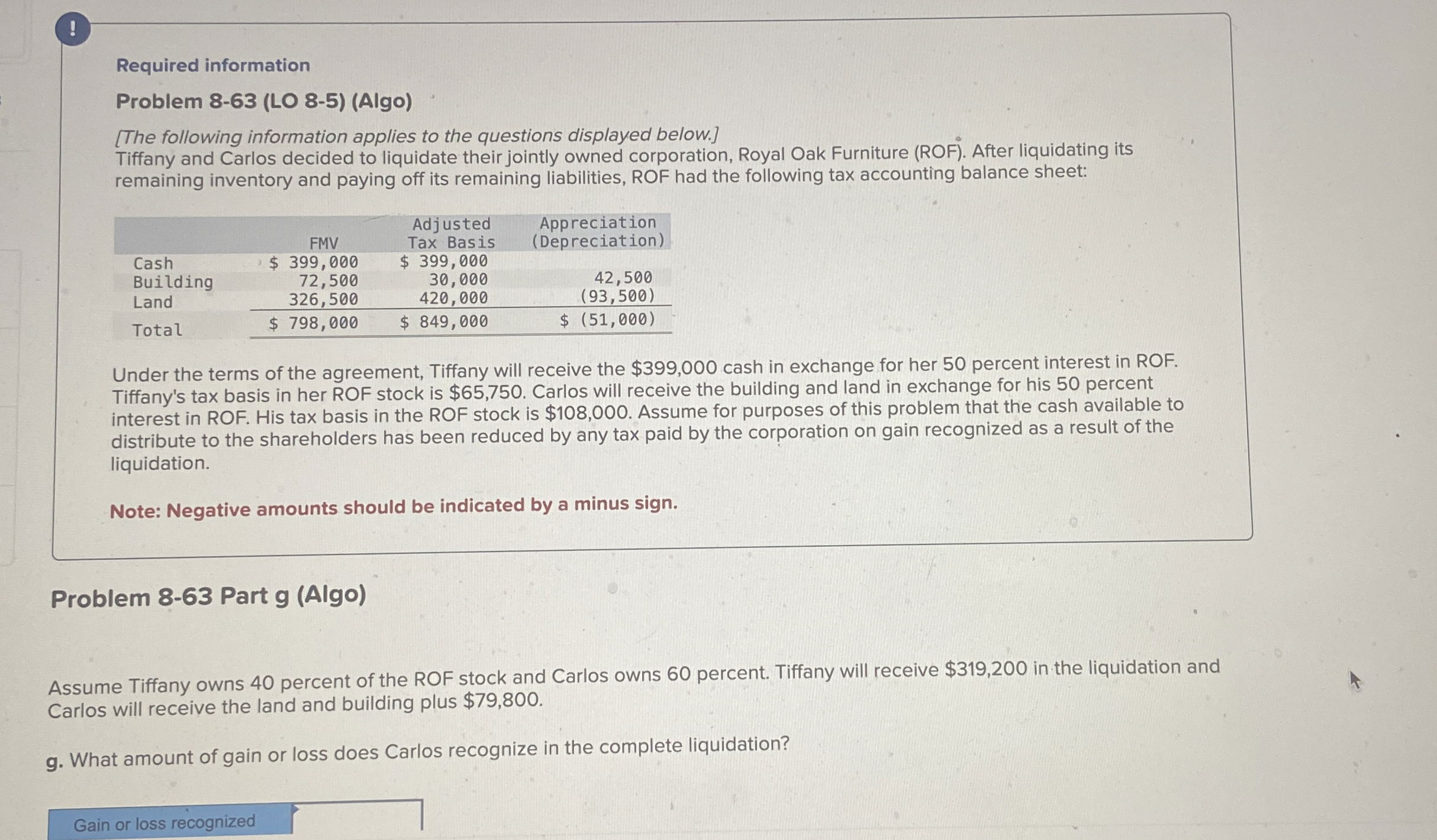  Required information Problem 8-63(LO 8-5)(Algo) [The following information applies to the