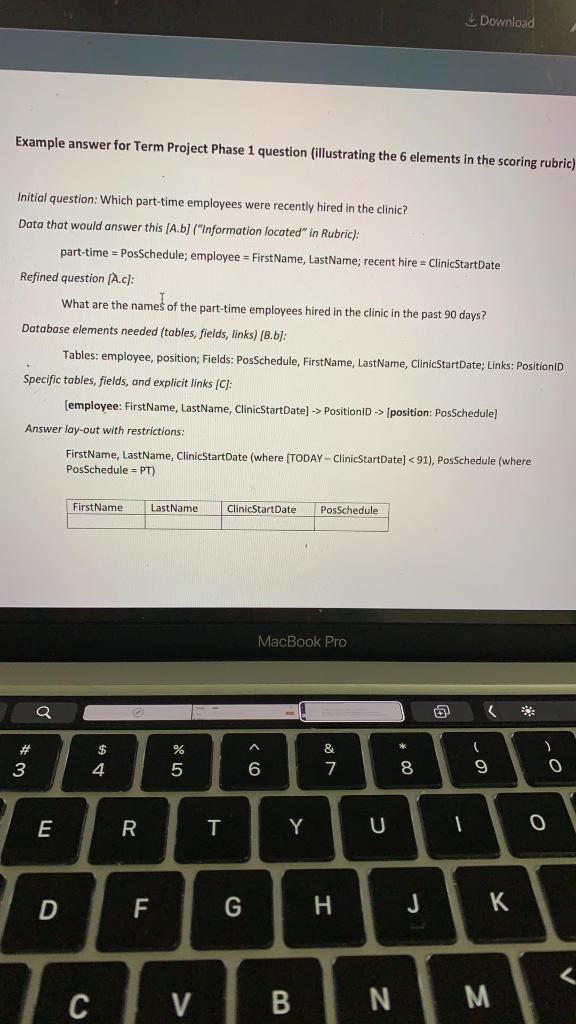 assignment Term Project - Phase 1 "Planning Data Extractions to Answer Questions"