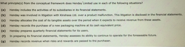  What principle (s) from the conceptual framework does Henday Limited use