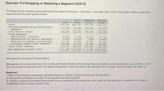  Exercise 11-2 Dropping or Retaining a Segment (L011-2) The Regal Cycle