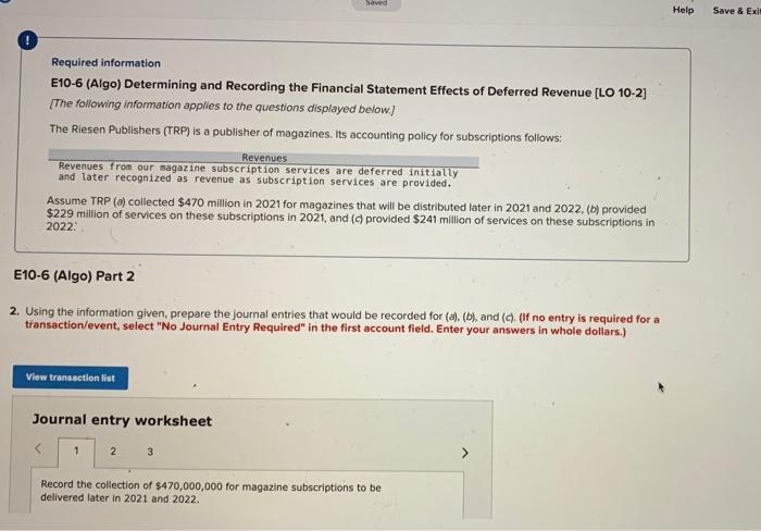 3: E10 (Algo) Determining and Recording the Financial Statement Effects of Deferred