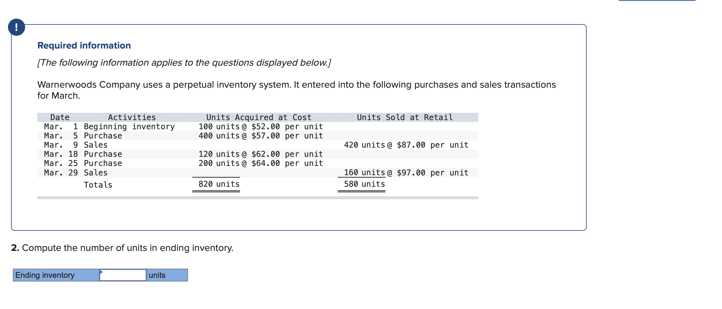 please help answer all parts!! ! Required information [The following information applies