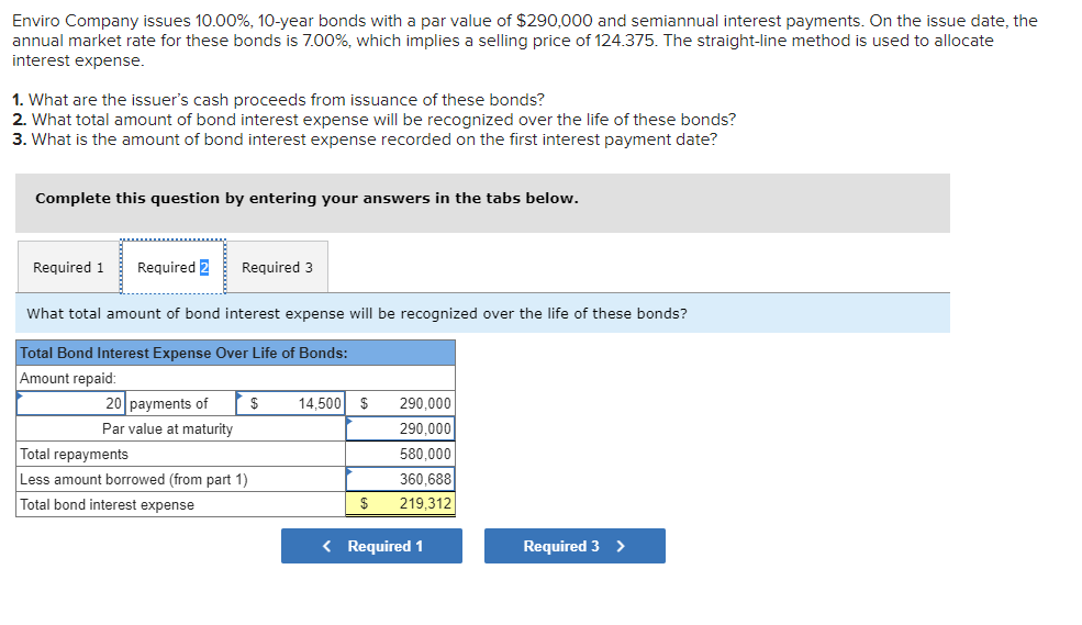 a par value of $290,000 and semiannual interest payments. On the issue