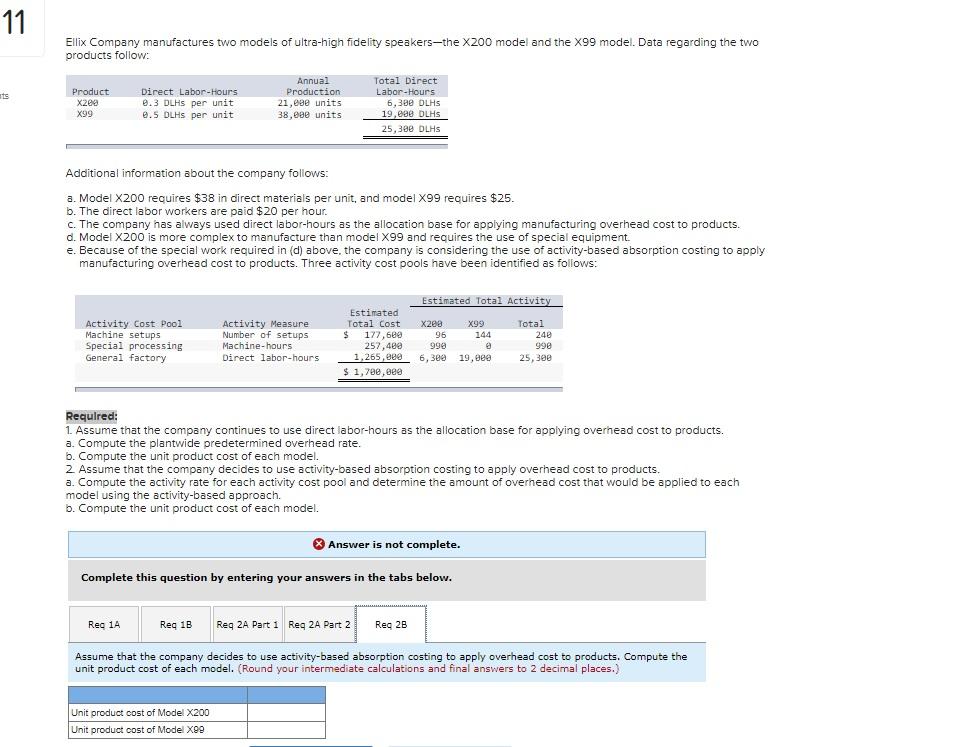 DLH 2A Part 1 Activity Cost Pool Activity Rate Machine setups $740selected