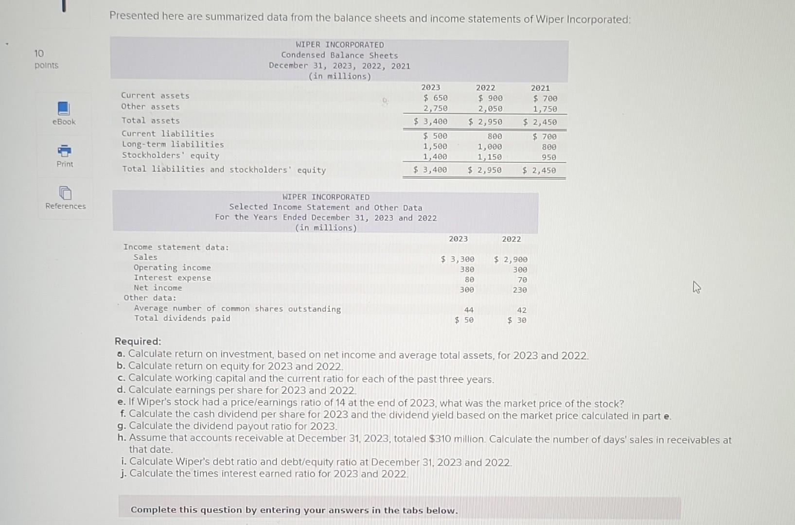  Presented here are summarized data from the balance sheets and income