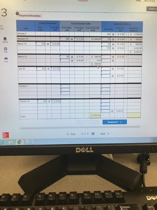 Required information Use the following information for the Exercises below. The following