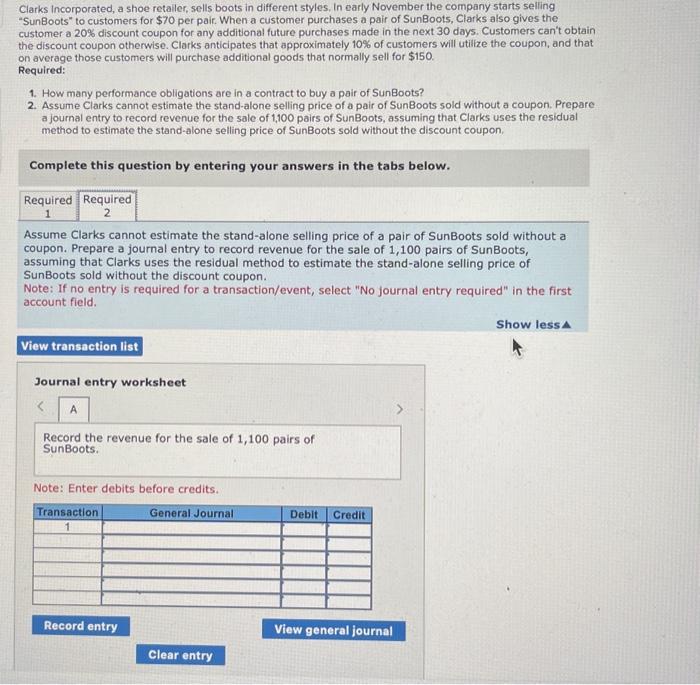 services; residual method [LO6-2, 6-4, 6-5, 6-6] Clarks Incorporated, a shoe retailer,