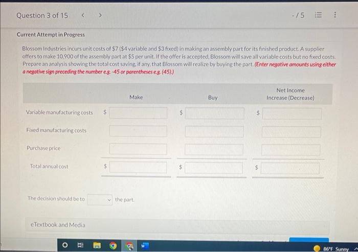 prepare analysis Question 3 of 15