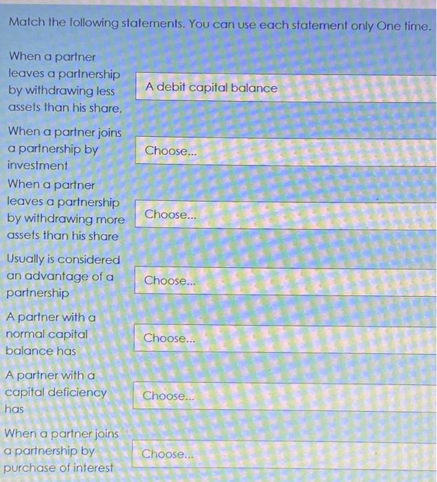 i have 5 minto answer please i need it quickly Match the