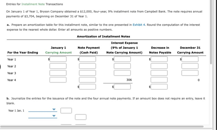 please answer all question please and thank you Entries for Installment Note