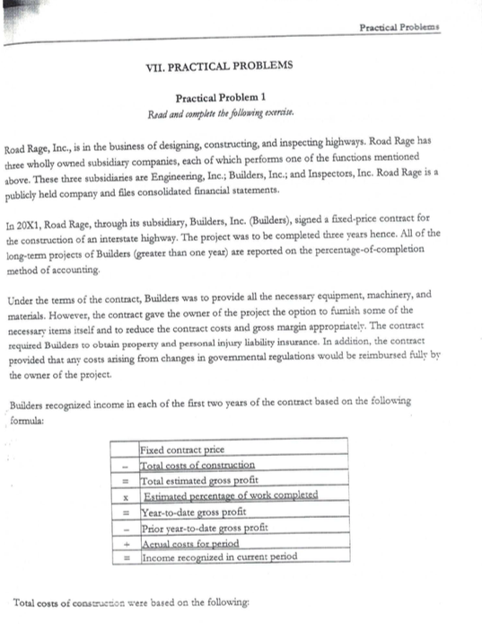 QUESTIONS 1 - 11 Practical Problems VII. PRACTICAL PROBLEMS Practical Problem
