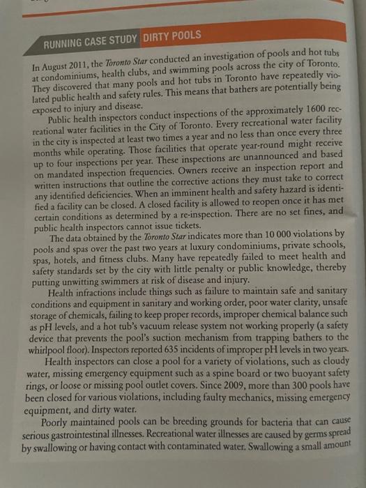 Please answer questions for Dirty Pools Case Study. 4 , GIven the