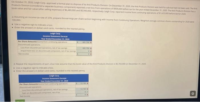 2020. Assuming an income tax rate of 25%, prepare the income statement