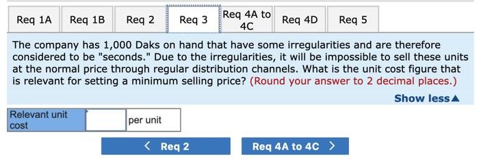 company's unit costs at this level of activity are given below: A