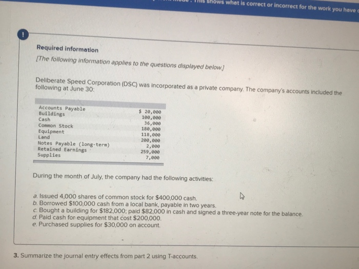  Solve ows what is correct or incorrect for the work you