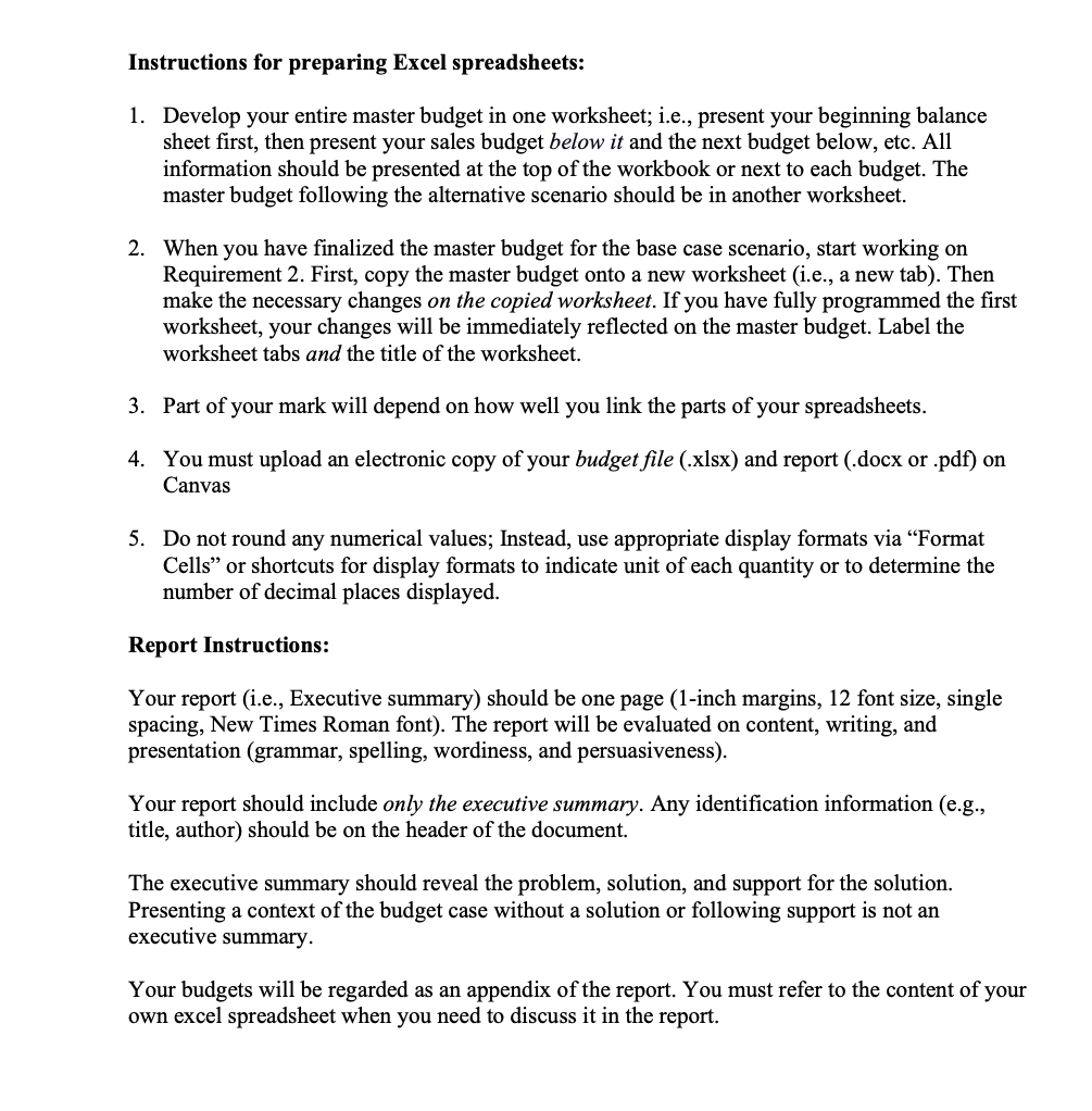 You must use an Excel spreadsheet to complete this assignment. Your completed