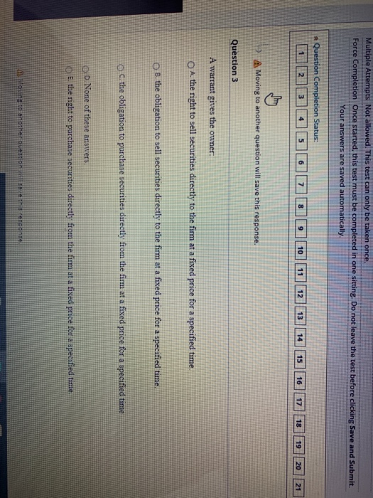  Multiple Attempts Not allowed. This test can only be taken once.