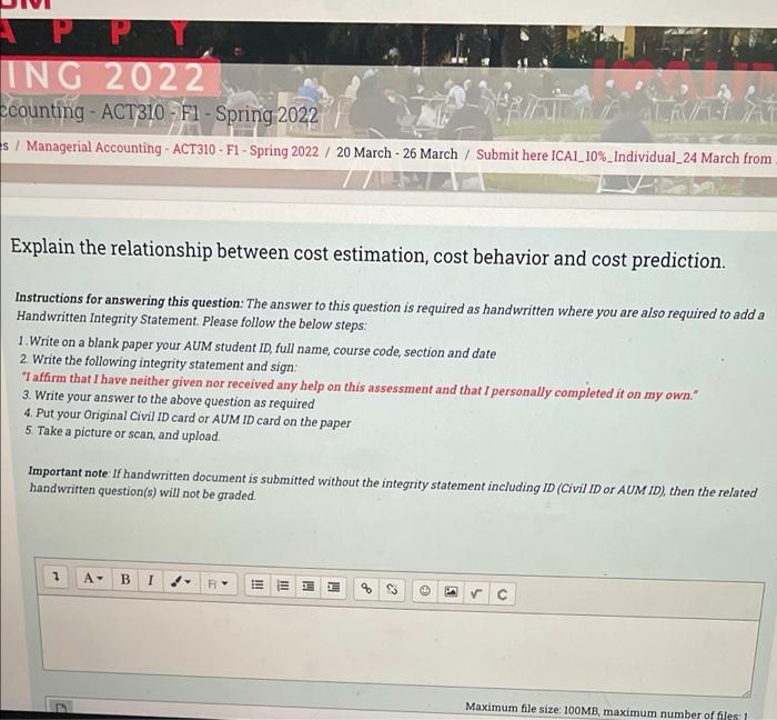  P P ING 2022 ccounting - ACT310 - FI - Spring