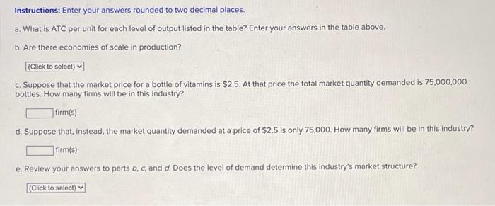 pills has the cost structure given in the following table. Note that