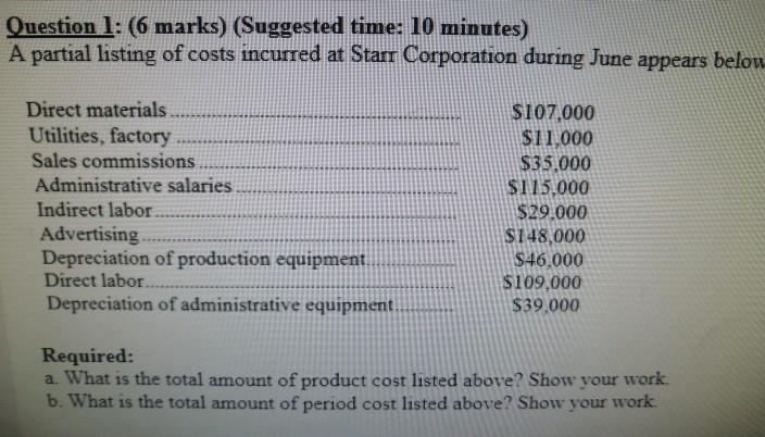  Question 1: (6 marks) (Suggested time: 10 minutes) A partial listing
