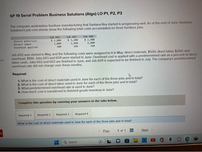 pls help!! SP 19 Serial Problem Business Solutions (Algo) LO P1, P2,