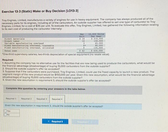 the necessary parts for its engines, including all of the carburetors. An