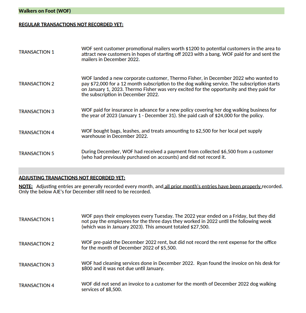 TRANSACTION 4 TRANSACTION 5 WOF sent customer promotional mailers worth $1200 to