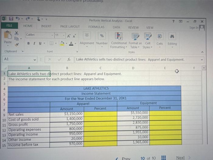  ontby KB 5 Perform Vertical Analysis - Excel ? - 5