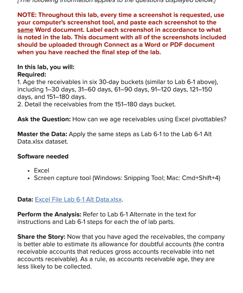  NOTE: Throughout this lab, every time a screenshot is requested, use