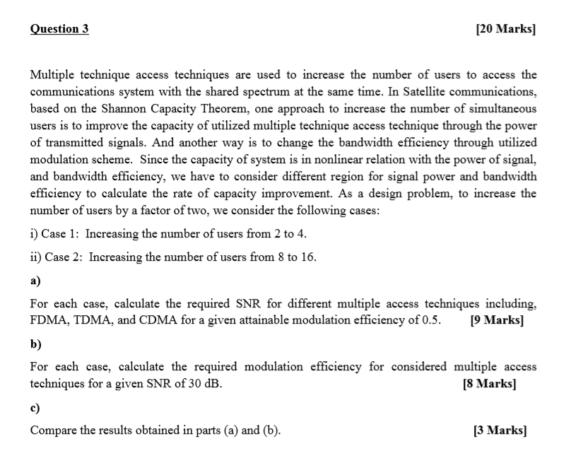 MGRMB Question 3 [20 Marks] Multiple technique access techniques are used to