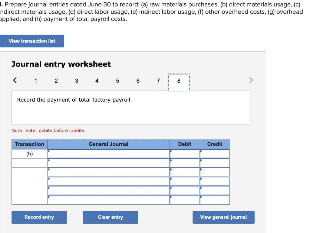 cost (Other Accounts credited) Materials used. Indirect Overhead rates as a percent