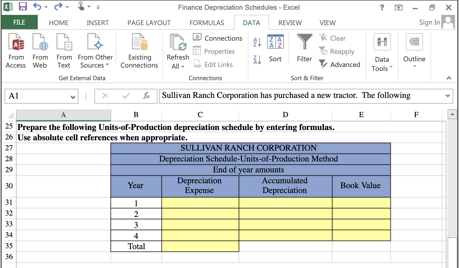 you to prepare three different depreciation schedules showing the Straight-Line, Units-Of-Production, and