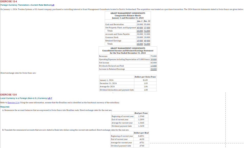  Show me the steps to solve EXERCISE 12-6 Foreign Currency Translation-Current