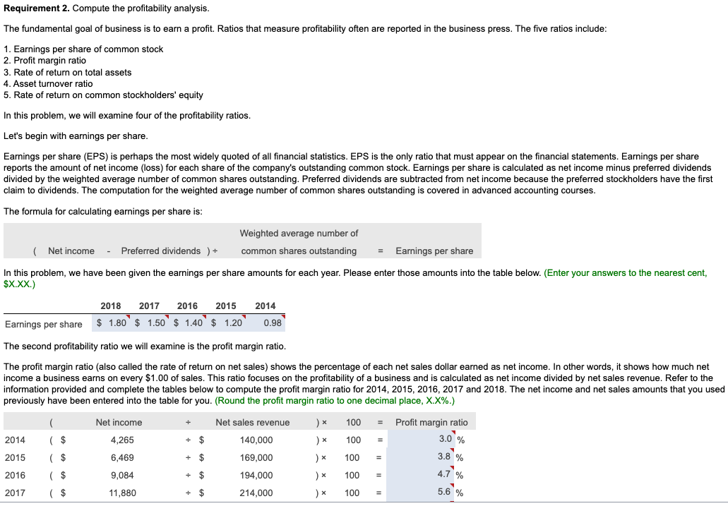 Requirement 1. Compute the trend analysis for net sales and net income
