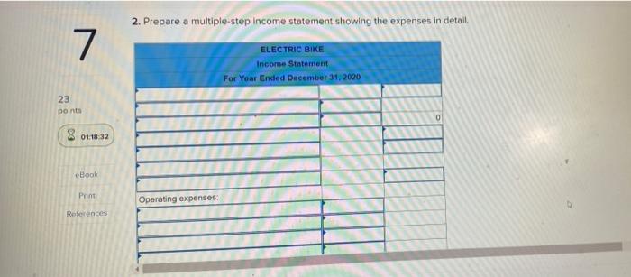LO5 Use the unadjusted trial balance of Electric Bike on December 31,